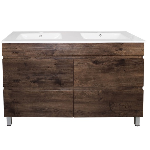 [93051/DO1246L-D] 1200mm Dark Oak MDF 4 Drawers Freestanding Bathroom Vanity Cabinet Only