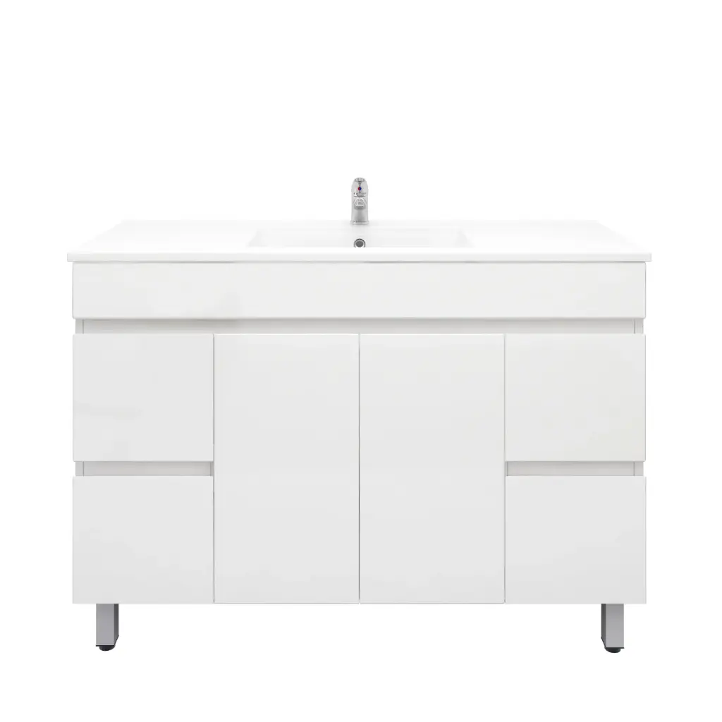 [92022/PVC124L] 1200mm Freestanding with Legs Bathroom Vanity Cabinet Only PVC Gloss White