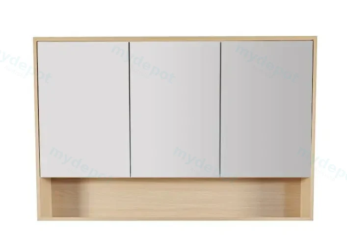 1200x150x780mm Hera Tas Oak MDF Shaving Cabinet With Three Doors Four Fixed Shelves
