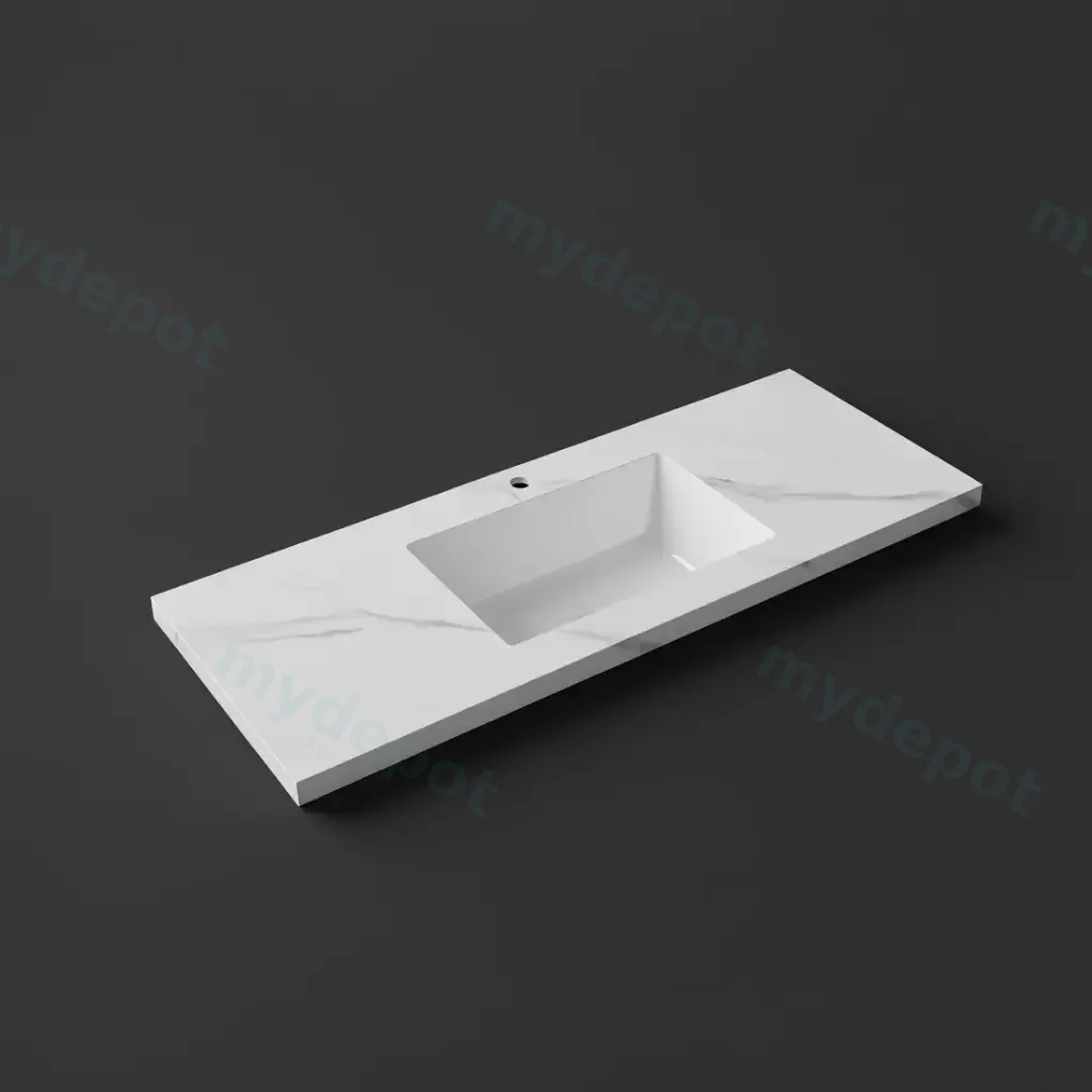 [56762] 1200x460x190mm Carrara White Sintered Stone Seamlessjoined With Fine Ceramic Basin