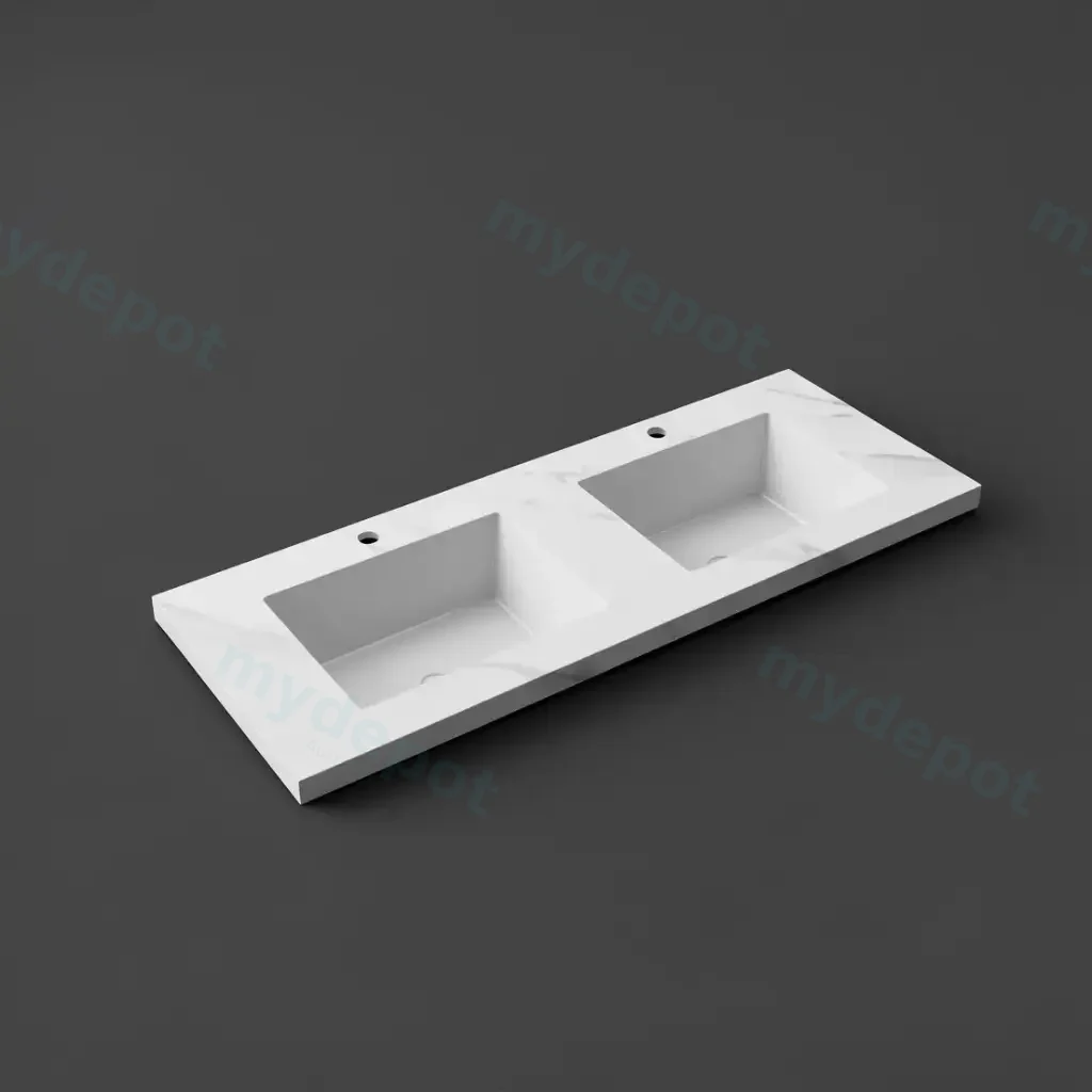 1200x460x190mm Carrara White Sintered Stone Seamlessjoined With Fine Ceramic Basin Double Bowl