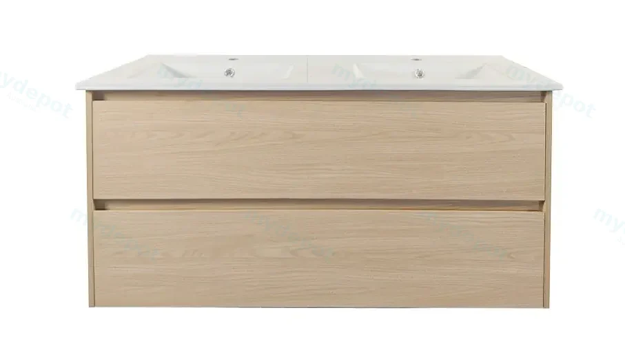 1200x460x560mm Hera Tas Oak Wall Hung MDF Vanity Cabinet Only Two Soft Closing Drawers