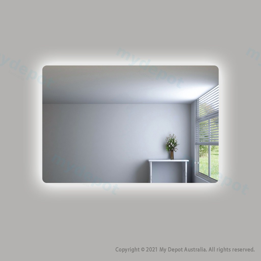 [86116/UL1280BRM] 1200×800mm Curved Rim Rectangle 3 Color Backlit Led Mirror With Touchless Sensor Switch