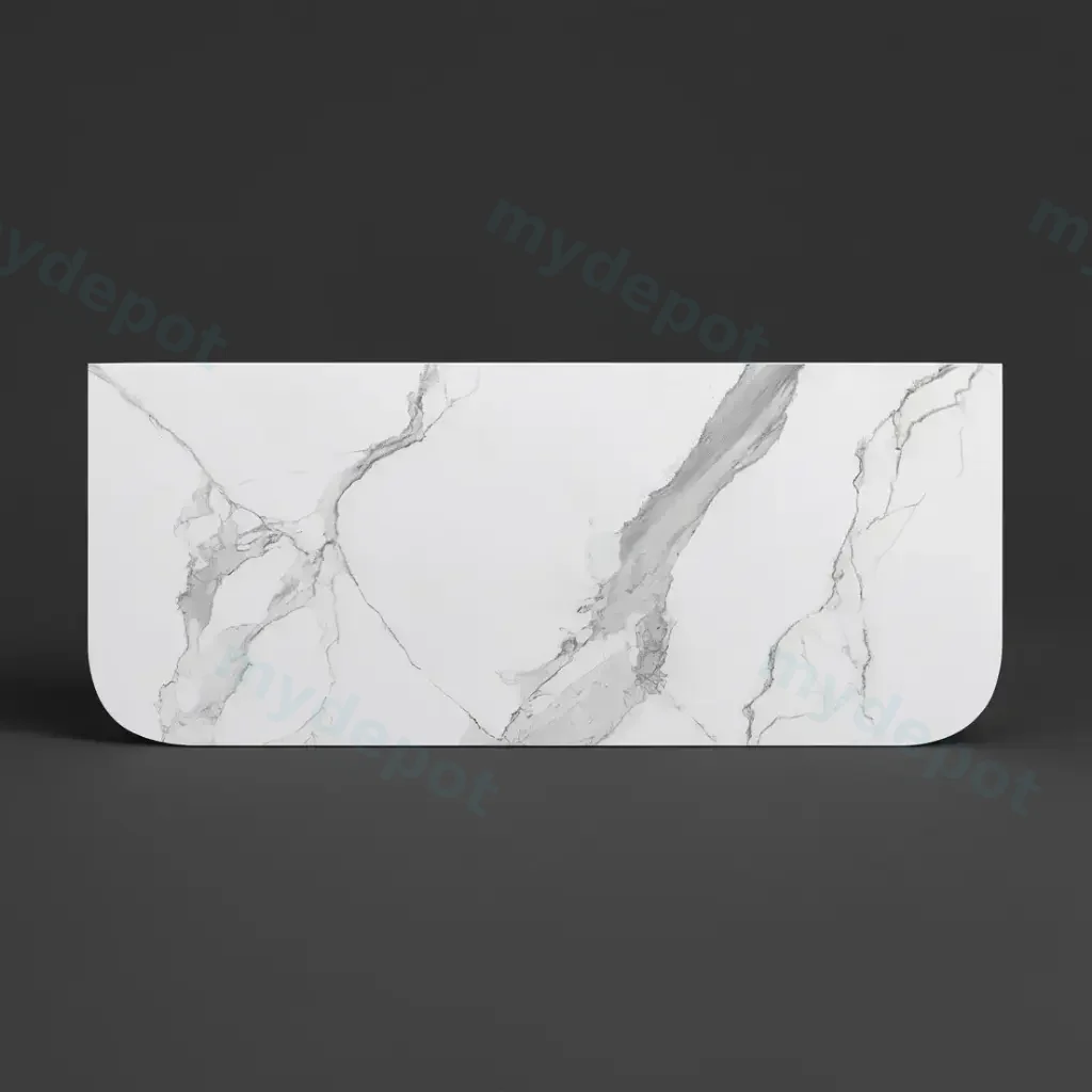 1200mm White Marble Look Sintered Stone Top Matte Finish Rounded Corner Benchtop