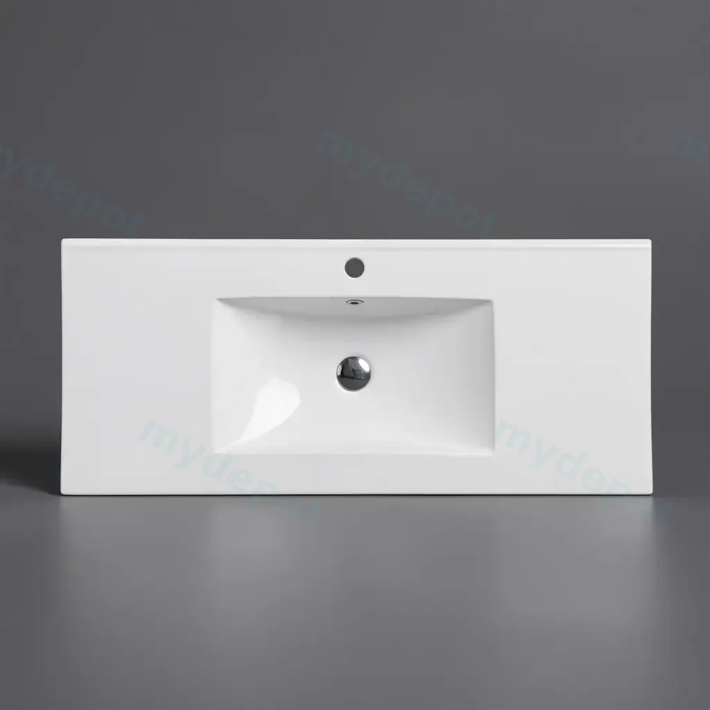 1205*470*180mm Gloss White Single Bowl Ceramic Top With Mixer Hole