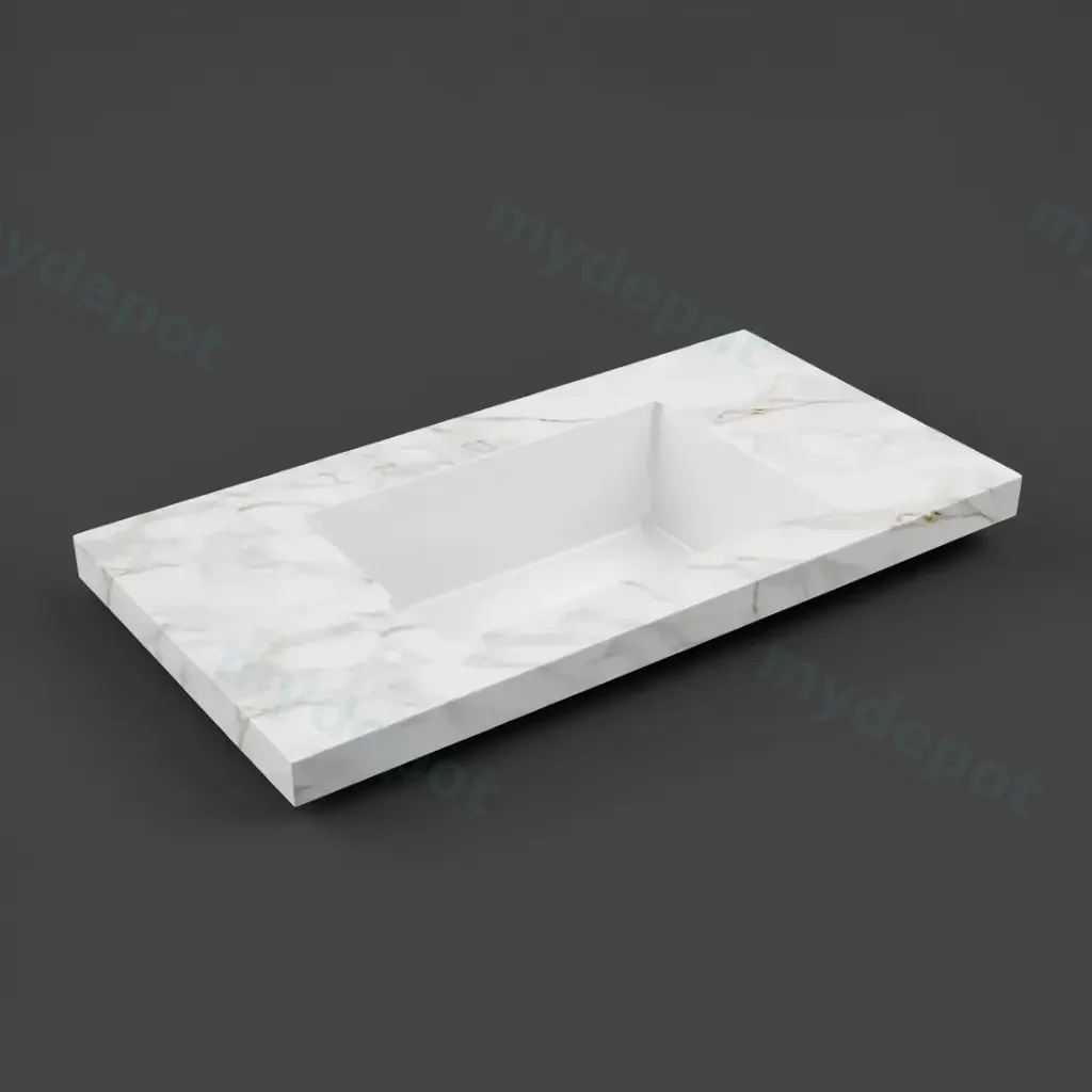 1205X465X50mm Carrara Gold Sintered Stone Semless Joined With Fine Ceramic Basin Stone Single Bowl No Tap Hole