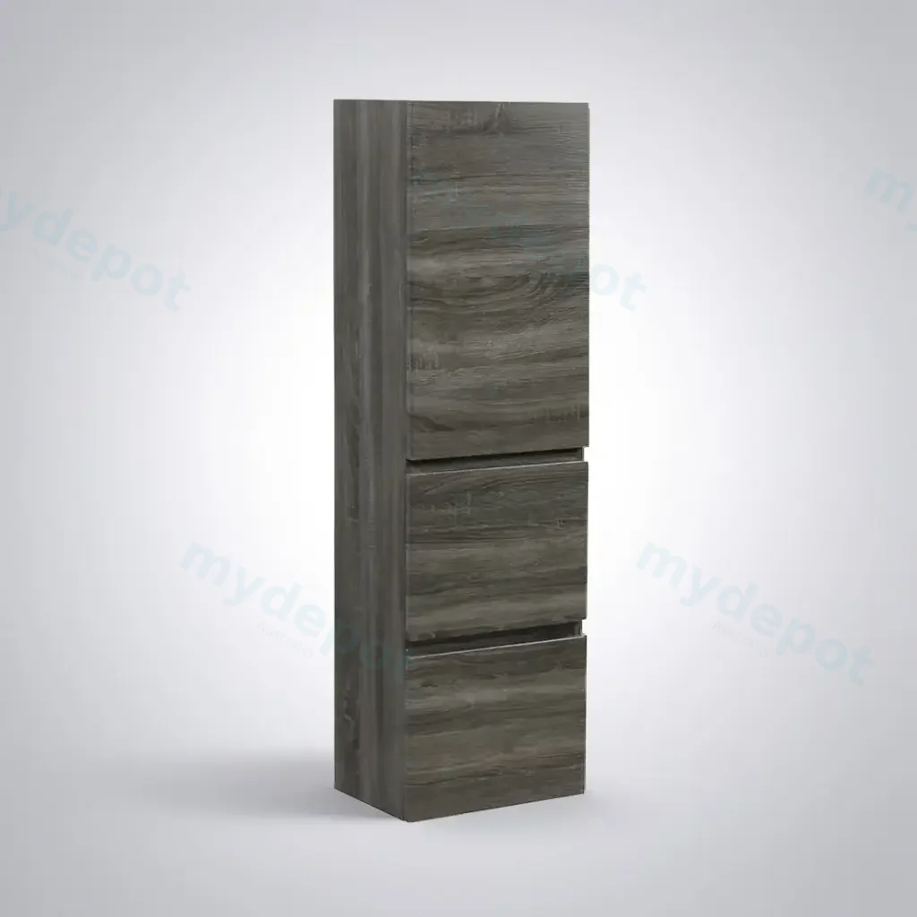 1350mm Dark Grey MDF Board with PVC Vacuum Filmed 2 Drawer 1 Door Tall Boy