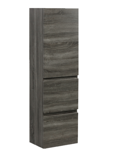[93182/B4030W-DG] 1350mm Dark Grey MDF Board with PVC Vacuum Filmed 2 Drawer 1 Door Tall Boy
