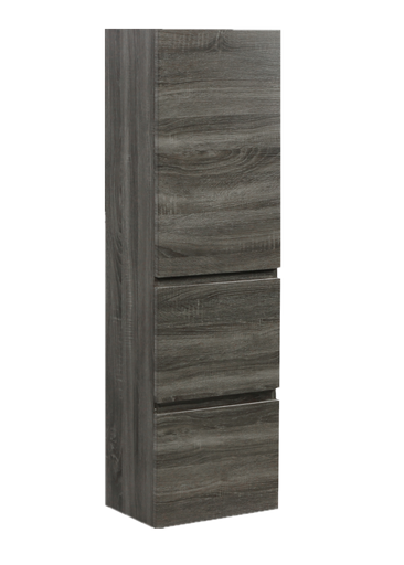 1350mm Dark Grey MDF Board with PVC Vacuum Filmed 2 Drawer 1 Door Tall Boy