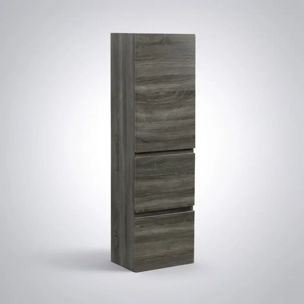 [93182/B4030W-DG] 1350mm Dark Grey MDF Board with PVC Vacuum Filmed 2 Drawer 1 Door Tall Boy