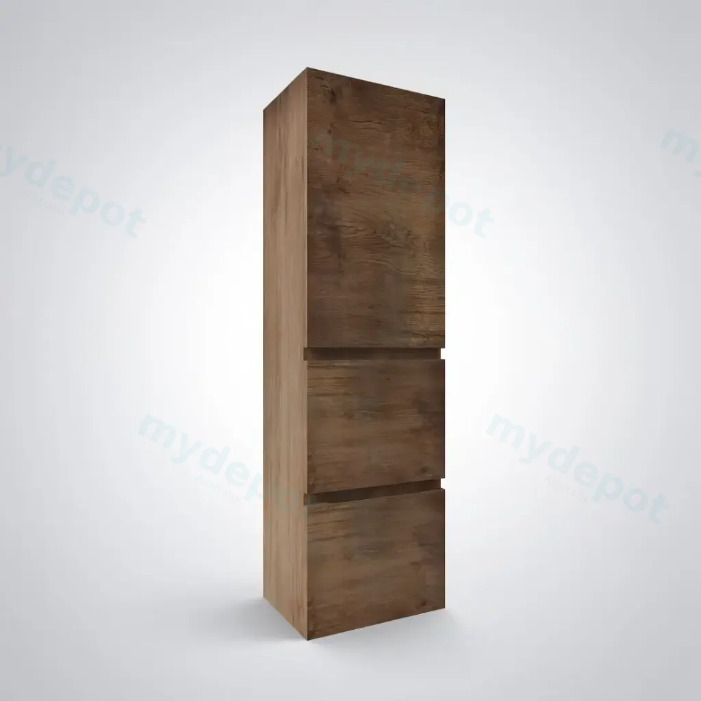 1350mm Dark Oak MDF Board with PVC Vacuum Filmed 2 Drawer 1 Door Tall Boy
