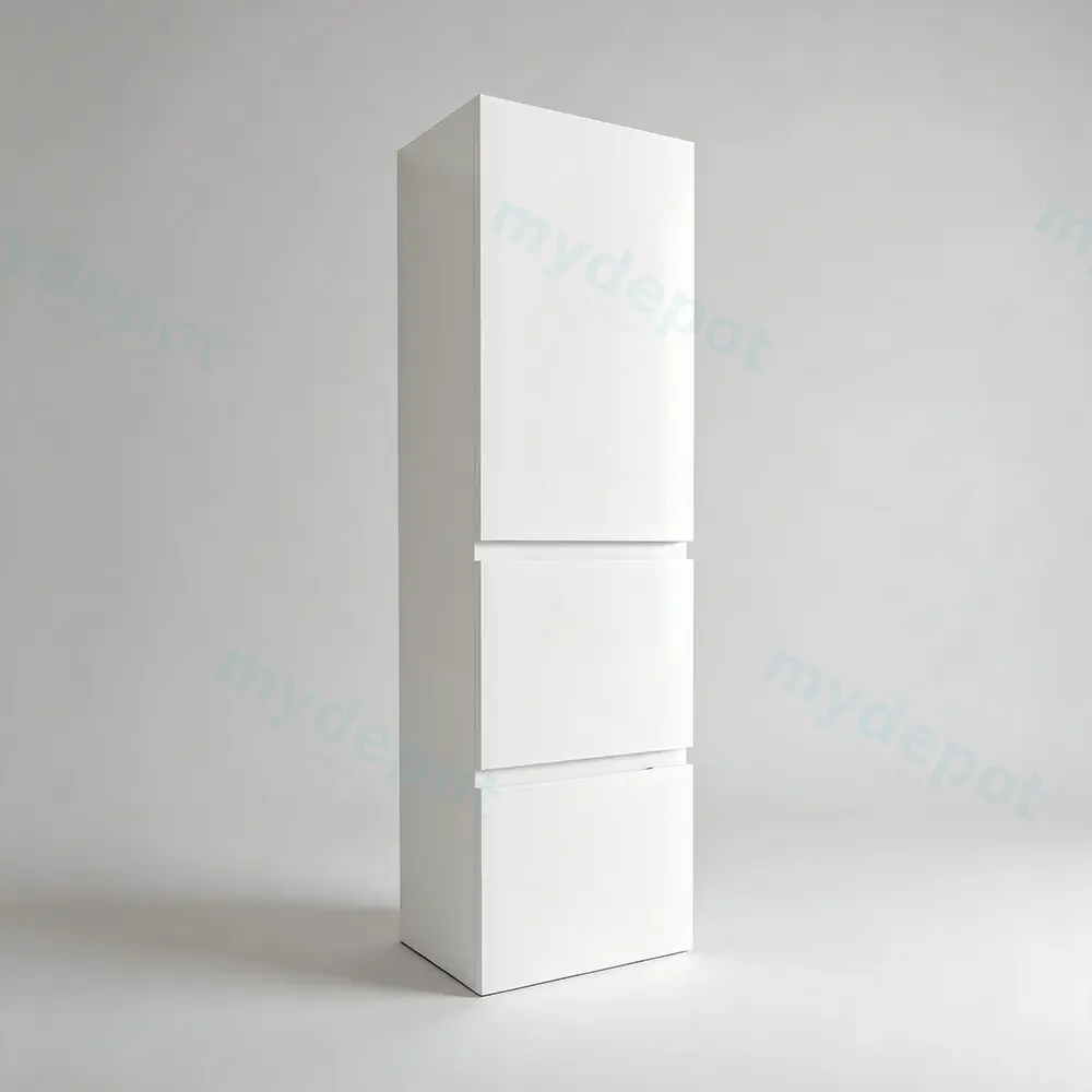 [93184/B4030W-MW] 1350mm Matte White MDF Board with PVC Vacuum Filmed 2 Drawer 1 Door Tall Boy