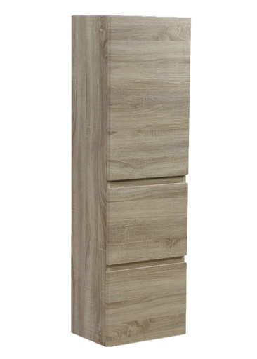 1350mm White Oak MDF Board with PVC Vacuum Filmed 2 Drawer 1 Door Tall Boy