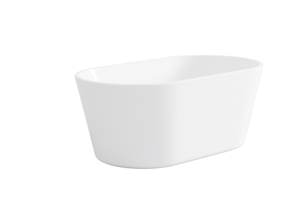 [55578] 1350X700X580mm Gloss White Agena Acylic Free Standing Bathtub No Overflow,Chrome Waste And Pipe Included