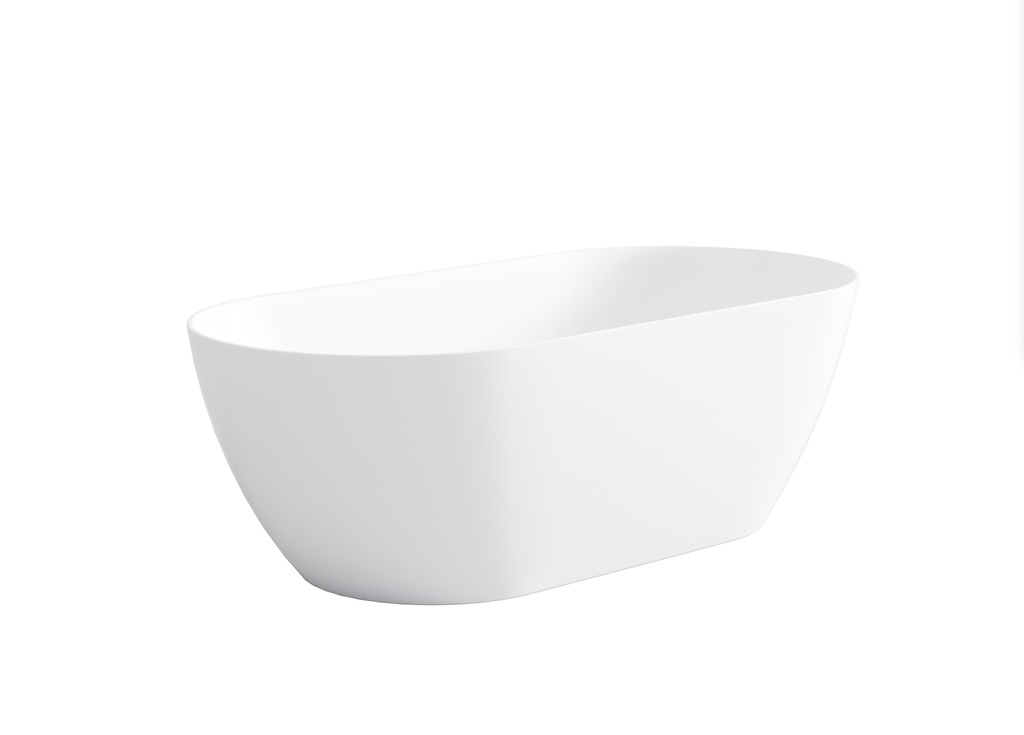 [55582] 1395*750*550mm Gloss White Ellips Slim Acrylic Freestanding Bathtub No Overflow Chrome Waste And Pipe Inlcuded