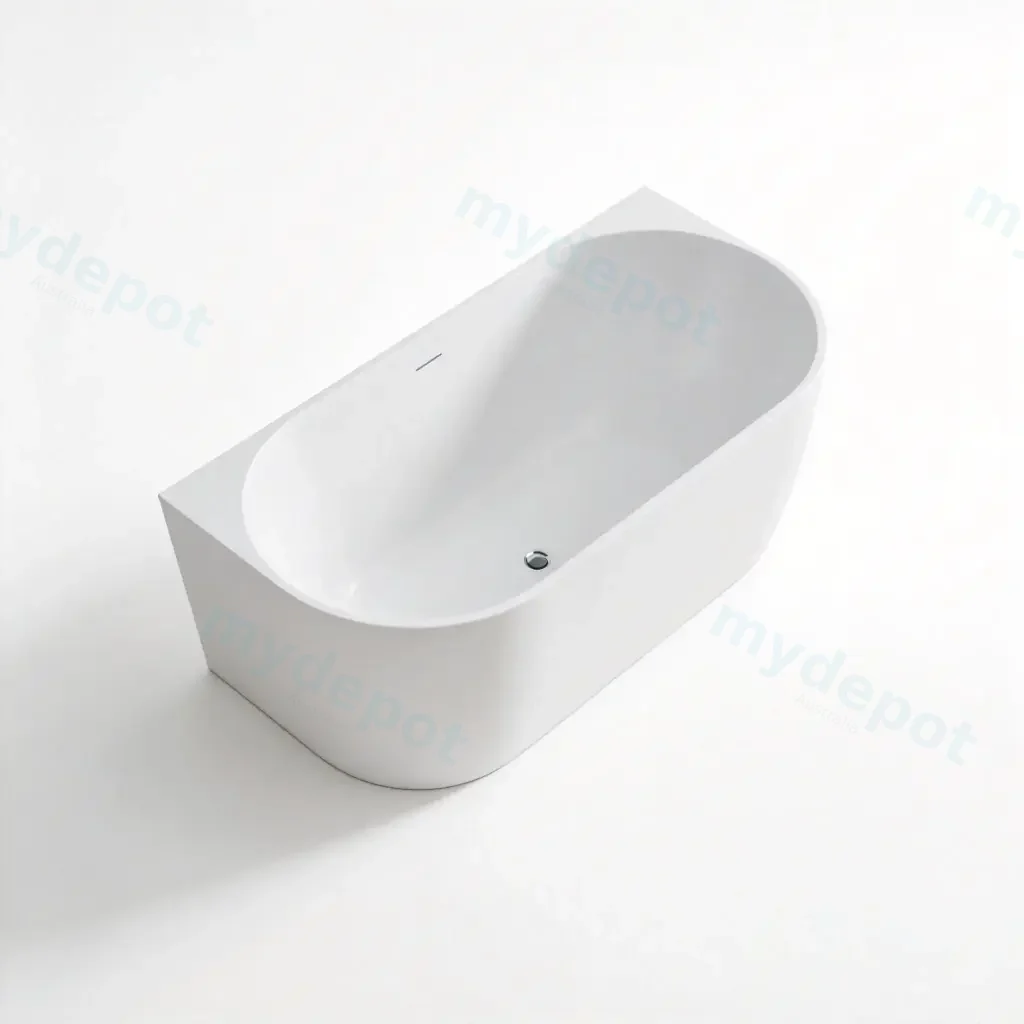 1400X730X600mm Matte White Dover Back To Wall Free Standing Bath Overflow 40mm Waste And Pipe Supplied