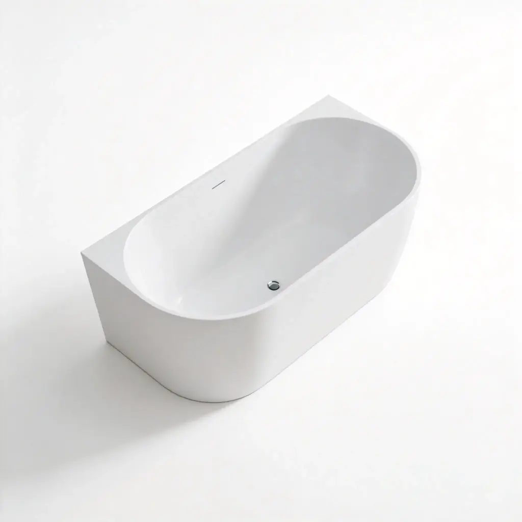 [55605] 1400X730X600mm Matte White Dover Back To Wall Free Standing Bath Overflow 40mm Waste And Pipe Supplied