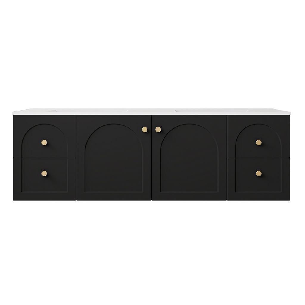 [56810] 1490*455*470mm Matte Black Chester Federation Wall Hung PVC Cabinet