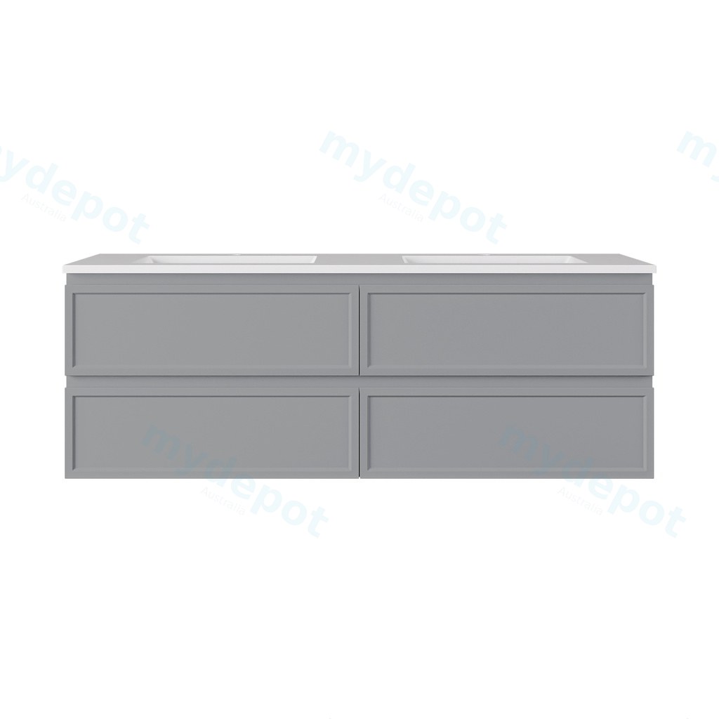 1490*455*500mm Matte Grey New Hamilton Federation Slim Wall Hung Cabinet For Single Bowl And Double Bowl