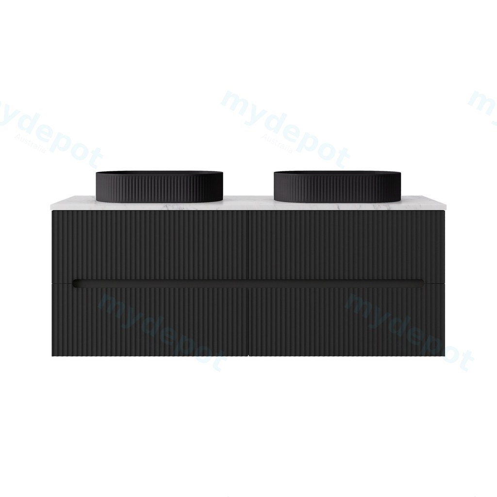 1490*455*540mm Matte Black Cabarita Morden Wall Hung PVC Cabinet For DoubleBowl Only