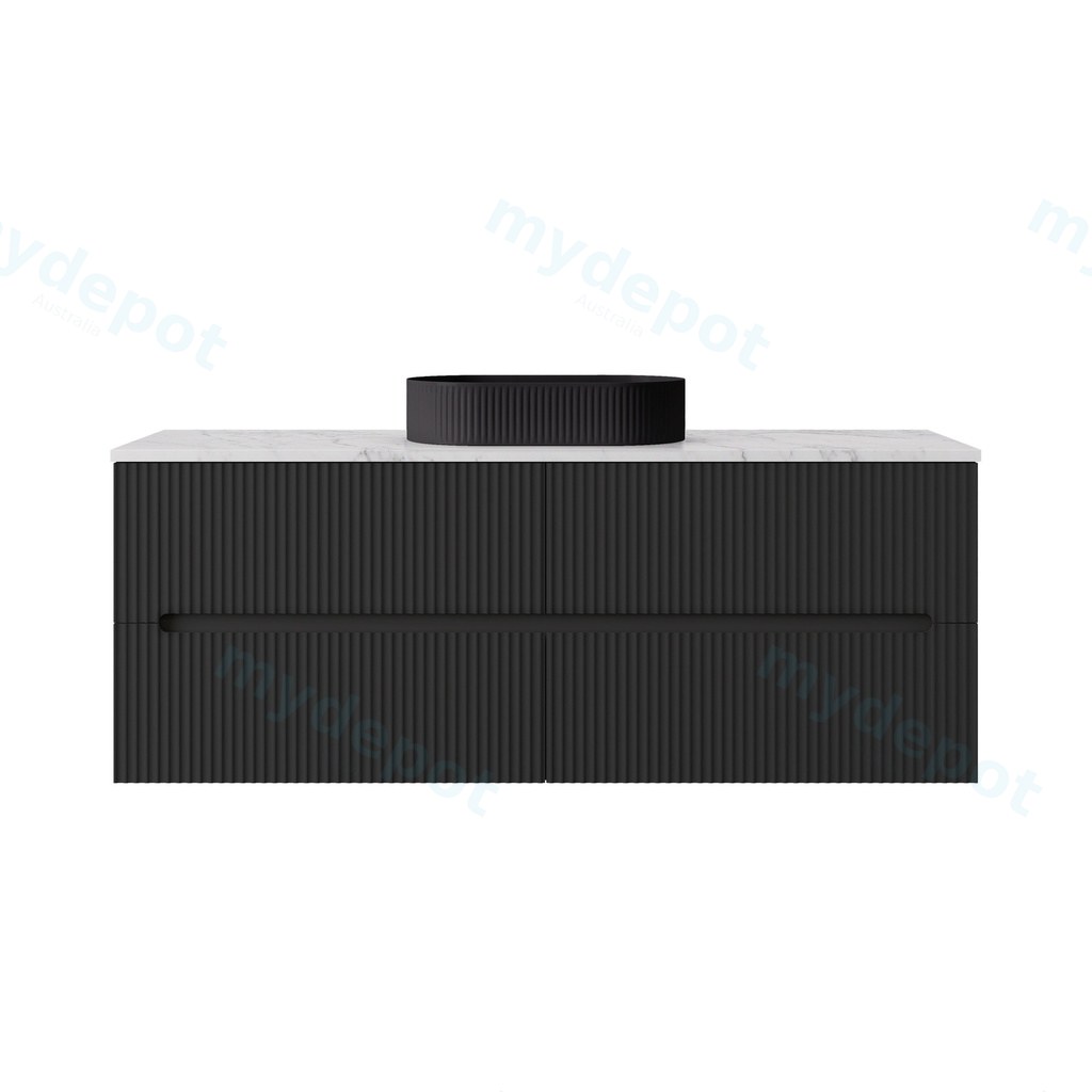 1490*455*540mm Matte Black Cabarita Morden Wall Hung PVC Cabinet For Single Bowl Only