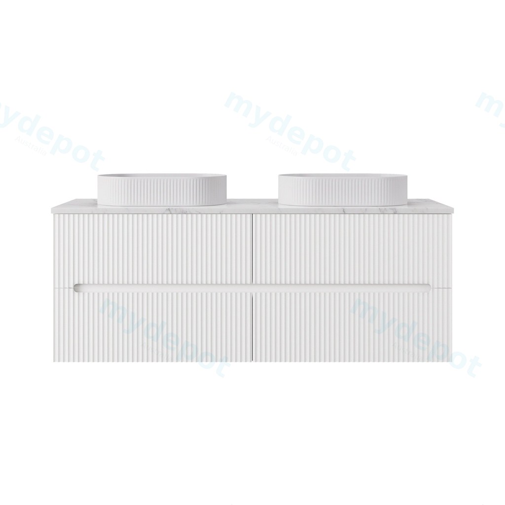 1490*455*540mm Matte White Cabarita Morden Wall Hung PVC Cabinet For Double Bowl Only