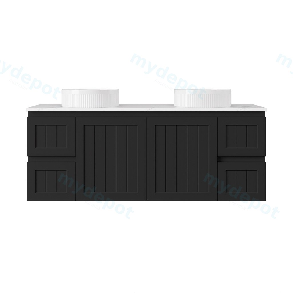[56757] 1490*455*560mm Matte Black Archill Federation Wall Hung Ensuite PVC Cabinet