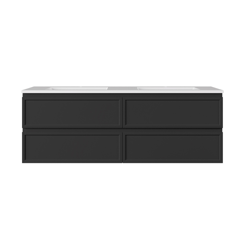 [56486] 1490*455*560mm Matte Black Hamilton Federation Wall Hung PVC Cabinet For Double Bowl