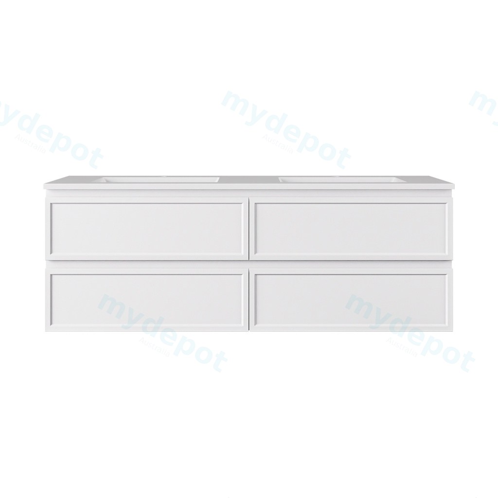 1490*455*560mm Matte White Hamilton Federation Wall Hung PVC Cabinet For Double Bowl