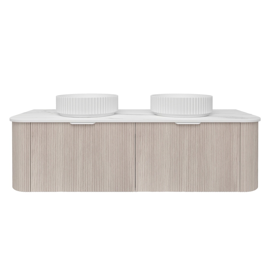 [56509] 1490*493*400mm Costal Oak Agena Fluted Wood Grain Wall Hung Vanities Soft Closing Drawer Pull Out With Handle