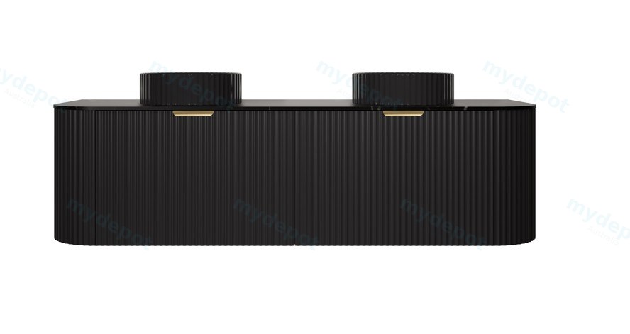 1490X455X400mm Matte Black Agena Modern Fluted Wall Hung Vanity PVC Cabinet