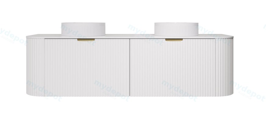 1490X455X400mm Matte White Agena Modern Fluted Wall Hung Vanity PVC Cabinet