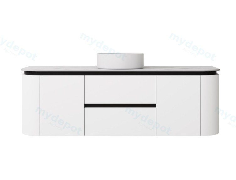 1490X455X470mm Matte Black And White Devito Modern Wall Hung Vanity PVC Cabinet