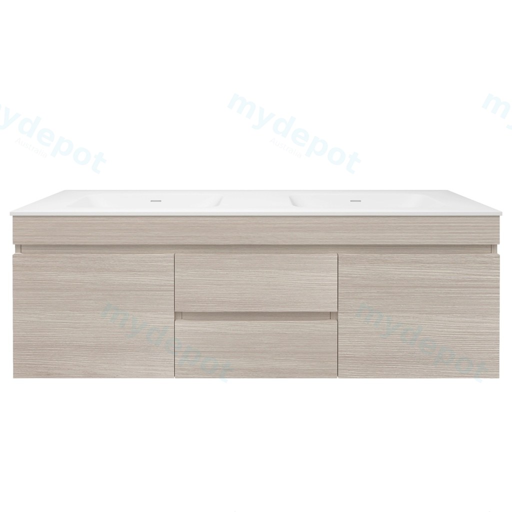 1490X455X500mm Camden Mordern Wall Hung Cabinet Coastal Oak,Soft Closing Finger Pull Doors, Middle Drawers