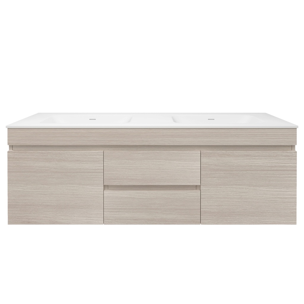 [56571] 1490X455X500mm Camden Mordern Wall Hung Cabinet Coastal Oak,Soft Closing Finger Pull Doors, Middle Drawers