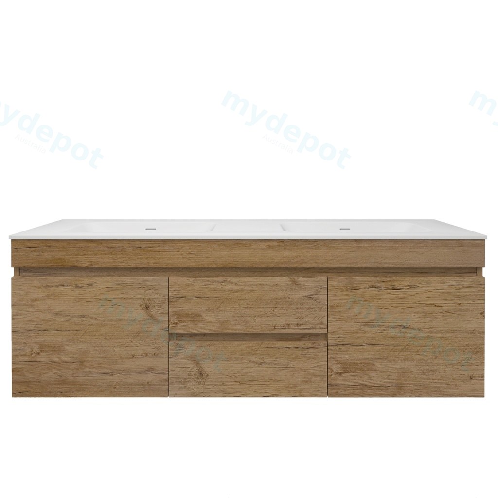 1490X455X500mm Camden Mordern Wall Hung Cabinet Prime Oak,Soft Closing Finger Pull Doors, Middle Drawers