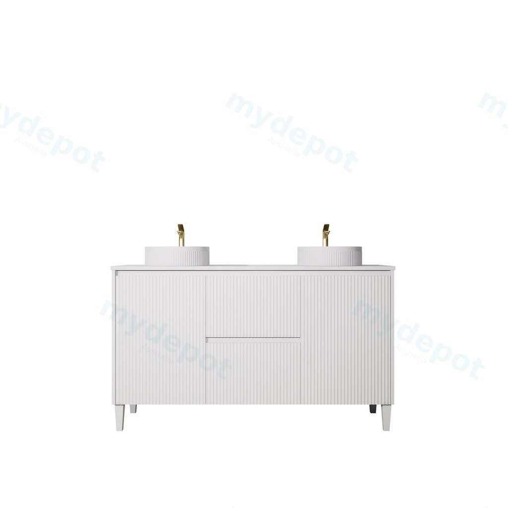 1490X455X860mm Matte White Crete Modern Free Standing Vanity