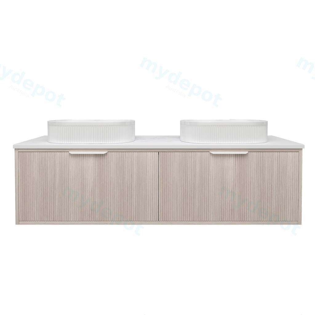 1490x455x400mm Kliff Fluted Wood Grain Vanity Coastal Oak Soft Closing Drawer Pull Out With Handle