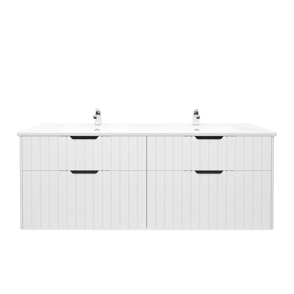 [91117/AR1546W-MW] 1500mm Aria Matte White  Mdf Four Drawers Wall Hung Bathroom Vanity With Handle