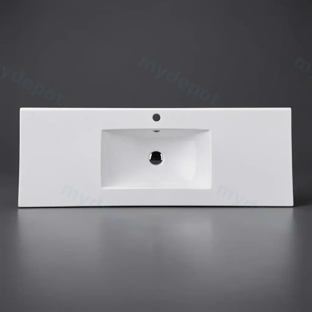 [50129] 1500*460*175mm Gloss White Single Bowl Ceramic Top With Mixer Hole
