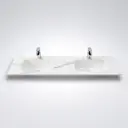1500Lx460Dx180Hmm White Marble Look Sintered Stone Top With Double Undermount Basin