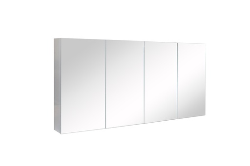 [91043/MPSV1500] 1500mm Gloss White MDF 4 Doors Pencil Edge Shaving Cabinet