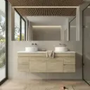 1500mm White Oak MDF Wall Hung Bathroom Vanity Cabinet Only PVC Vacuum Filmed