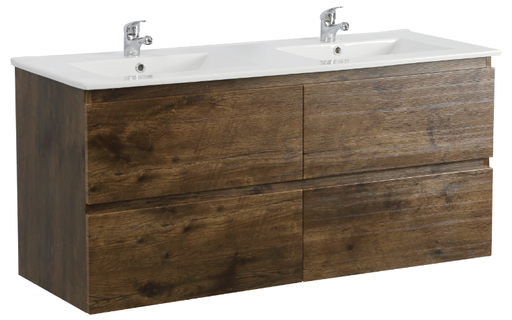 1500mm Dark Oak MDF 4 Drawers Wall Hung Bathroom Vanity Cabinet Only