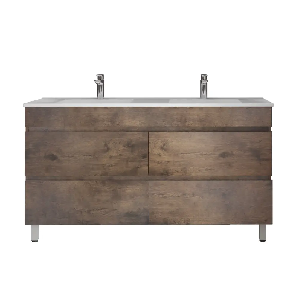 [93055/DO1546L-D] 1500mm Dark Oak MDF 4 Drawers Freestanding Bathroom Vanity Cabinet Only