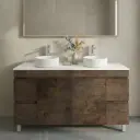 1500mm Dark Oak MDF Freestanding Bathroom Vanity Cabinet Only PVC Vacuum Filmed