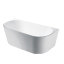 1500mm Ellis Back To Wall Bathtub Gloss White Acrylic Round Edge