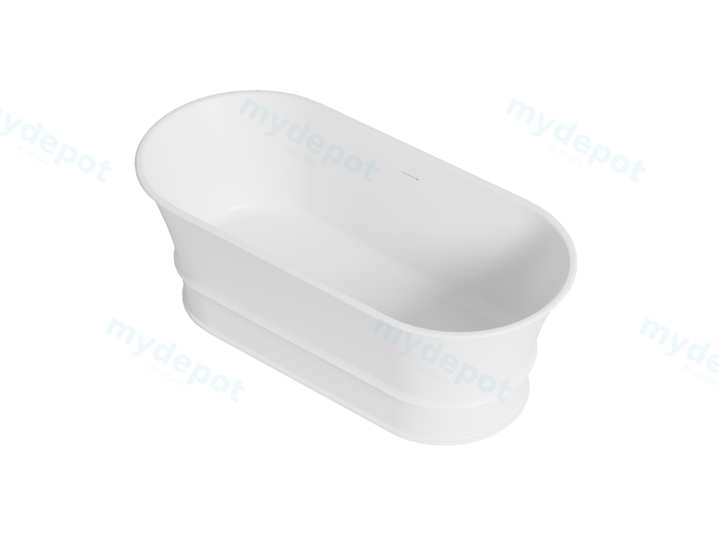 [55573] 1500X700X680mm Matt White Harold Solid Surface Stone Bath Integrated Overflow, 40mm Waste And Pipe Included