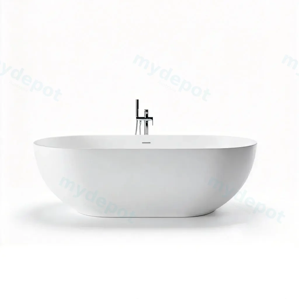 1500X750X550mm Matt White Kirra Solid Surface Stone Bath Integrated Overflow,40mm Waste And Pipe Included