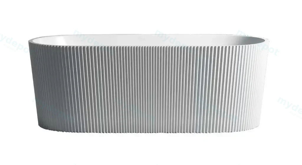 1500X750X580mm Matte White Agena Fluted Acrylic Free Standing Bath None Overflow 40mm Waste+Pipe Supplied